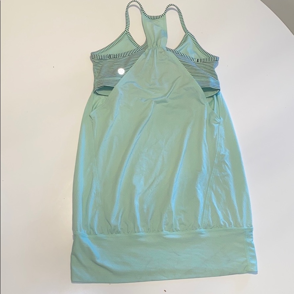 Lululemon Mint green and black striped bra tank